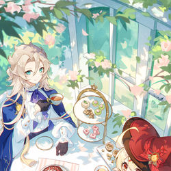 This is a pixiv picture whose title is お茶会.
