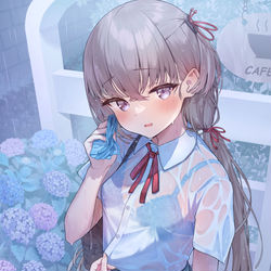 This is a pixiv picture whose title is 「びしょ濡れですね･･･///」.