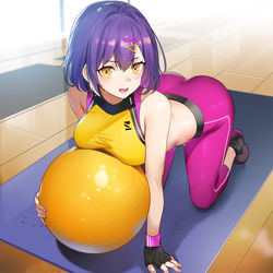 This is a pixiv picture whose title is ボールでストレッチ.