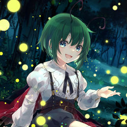 This is a pixiv picture whose title is 闇に蠢く光の蟲.