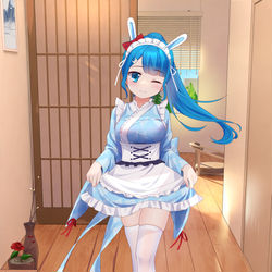 This is a pixiv picture whose title is 【私人约稿】和风女仆晴空逝.