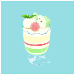 This is a pixiv picture whose title is メロンすいかパフェ.