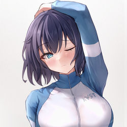 This is a pixiv picture whose title is Swimsuit Saki.