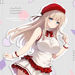 This is a pixiv picture whose title is ミニスカートのお嬢様【C102書店特典絵】.