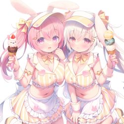This is a pixiv picture whose title is ひんやりをお届けっ🐇🍨🌸.