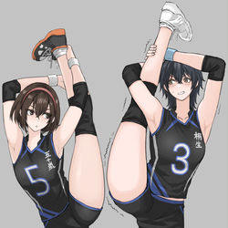 This is a pixiv picture whose title is むっつりバレー女子＆ボーイッシュバレー女子.