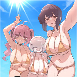 This is a pixiv picture whose title is 何故かナンパが絶えない三人.