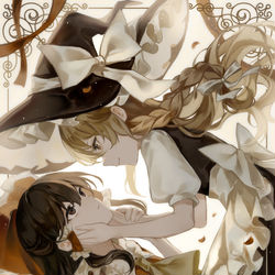 This is a pixiv picture whose title is 霊夢&魔理沙.