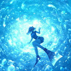 This is a pixiv picture whose title is 水采の息吹.