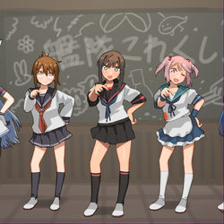 This is a pixiv picture whose title is 初期艦団.