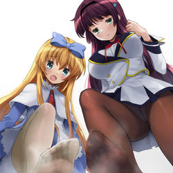 This is a pixiv picture whose title is 聖剣使いの禁呪詠唱／四門摩耶＆漆原静乃.