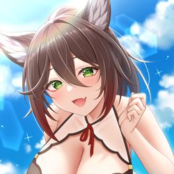 This is a pixiv picture whose title is 水着停雲.