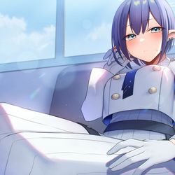 This is a pixiv picture whose title is アオイ膝枕して.