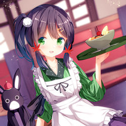 This is a pixiv picture whose title is 甘兎庵で働くカエデちゃん.