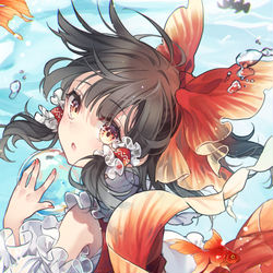 This is a pixiv picture whose title is 金魚霊夢.