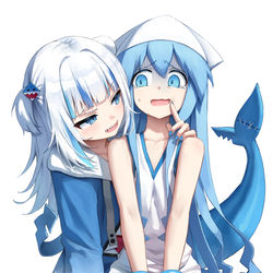 This is a pixiv picture whose title is サメとイカ.