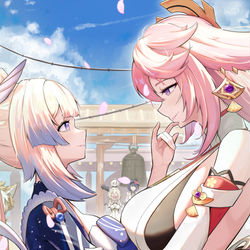 This is a pixiv picture whose title is 金鱼“大”战狐狸.