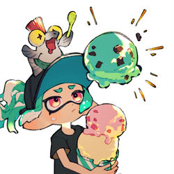 This is a pixiv picture whose title is 決められない🍨🦑.