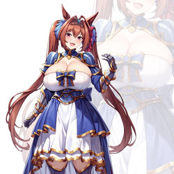 This is a pixiv picture whose title is 聖騎士ダイワスカーレット.
