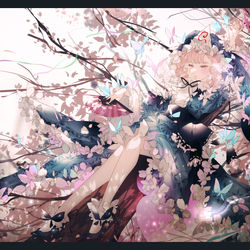 This is a pixiv picture whose title is 桜と幽々子さま。.