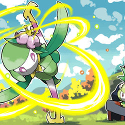 This is a pixiv picture whose title is Lilligant and Arezu.