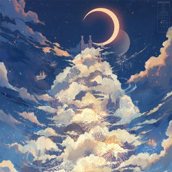 This is a pixiv picture whose title is 雲の王国.