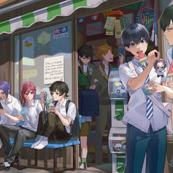 This is a pixiv picture whose title is 人気の駄菓子屋さん.