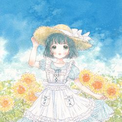 This is a pixiv picture whose title is 7月の空.