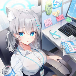 This is a pixiv picture whose title is 「.... 一口飲む？｣.