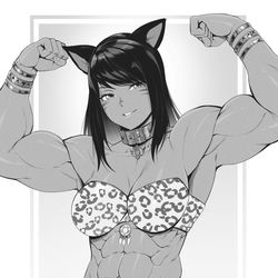 This is a pixiv picture whose title is Muscular catgirl.