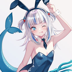 This is a pixiv picture whose title is bunny Gura.