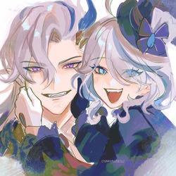 This is a pixiv picture whose title is Neuvillette & Furina.