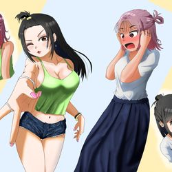 This is a pixiv picture whose title is ギャルと清楚女子の入れ替わり.