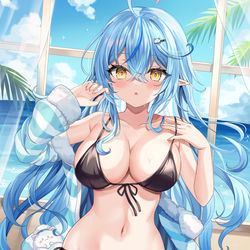 This is a pixiv picture whose title is 水着の準備？.