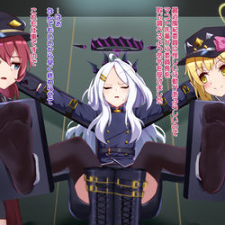 This is a pixiv picture whose title is 万魔殿の取り調べに付き合わされるヒナ委員長.