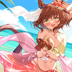 This is a pixiv picture whose title is 水着マーチャン！①.