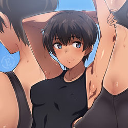 This is a pixiv picture whose title is 水着ボーイッシュ.