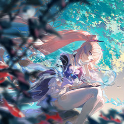 This is a pixiv picture whose title is 心海读书.