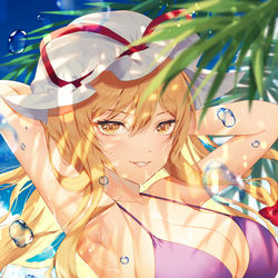 This is a pixiv picture whose title is 水着紫様.