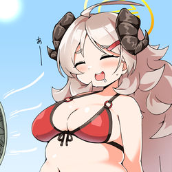 This is a pixiv picture whose title is [skeb]イズミの肉と扇風機.