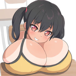 This is a pixiv picture whose title is ガキ爆乳.