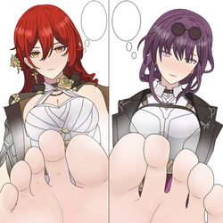 This is a pixiv picture whose title is 姬子和卡芙卡.