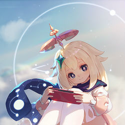 This is a pixiv picture whose title is 派蒙.