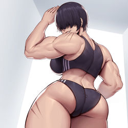 This is a pixiv picture whose title is Muscular girl low angle.