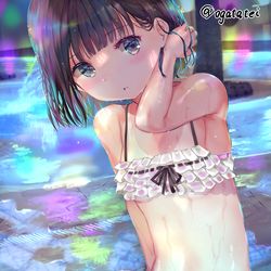This is a pixiv picture whose title is ナイトプールな同級生.