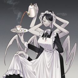 This is a pixiv picture whose title is 落下の悪魔.