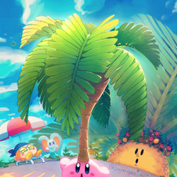 This is a pixiv picture whose title is 頭ヤシの木カービィ.