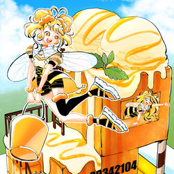This is a pixiv picture whose title is ミツバチとハニートースト.