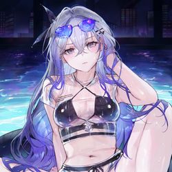 This is a pixiv picture whose title is 銀狼の水着.