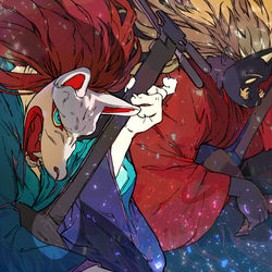This is a pixiv picture whose title is 艶座の狐.